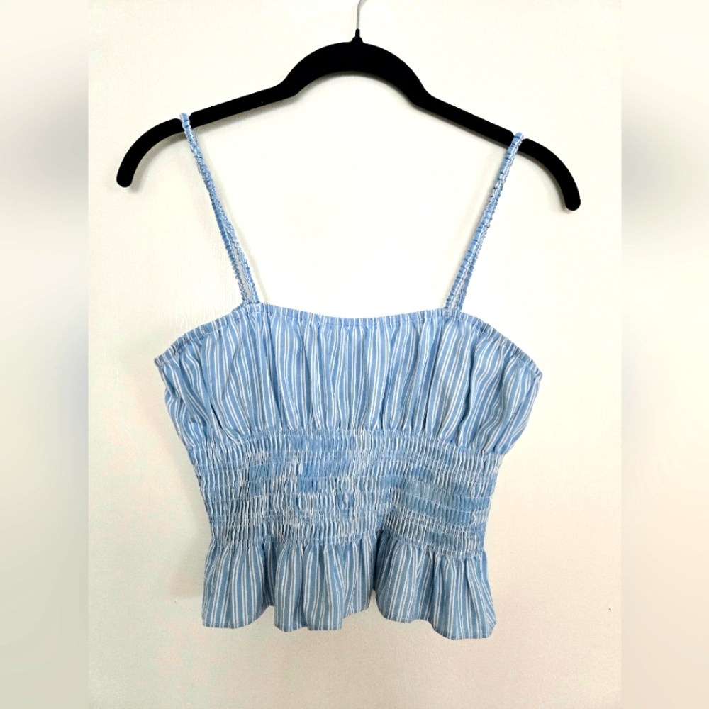 Blue Smocked Women's Top